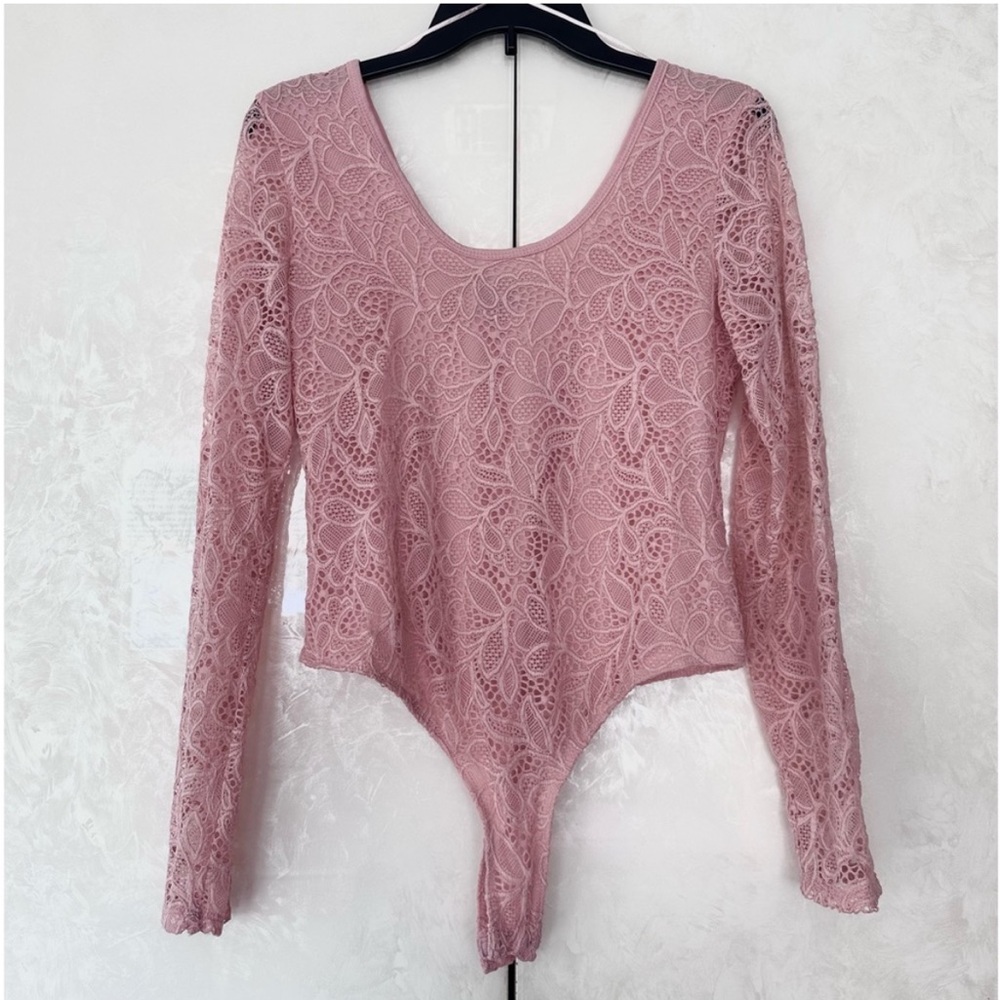 Pink Floral Lace Bodysuit